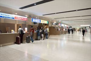 4. If you use the Arrival Gate 1, 2, or 3 Please go straight to the rental car company reception desks in the center of the terminal from the Gate to check in with your car provider.