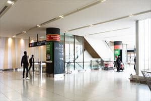 4. Whereas the escalators go down to the both sides of the terminal, the only elevator is on the right of the building.