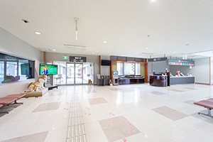 1. There is a rental car counter on the right side in front of the Arrival Gate.