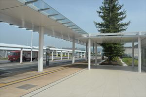 4. Go straight on the right side of the front exit to the bus stop.