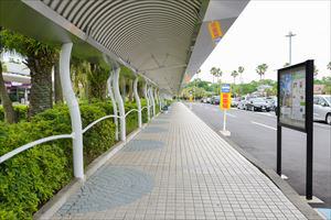 6. The shuttle bus arrives and departs from the 