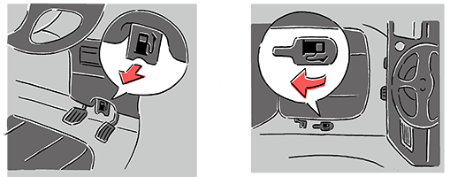 For example, the lever under the driver's seat ①Under a steering wheel ②Near a driver's door
