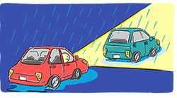 If it is poor visibility due to snowing and raining, turn on headlights!