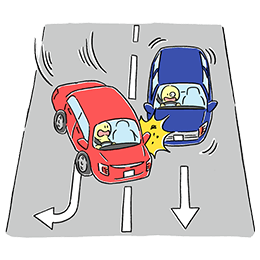 After changing from right turn lane, a driver hits a following car.