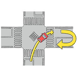 If you enter a right turn lane, turn right or make U-turn to the original roads.
