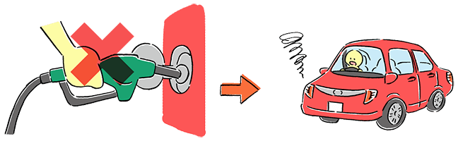 Putting diesel fuel mistakenly → The car does not move.