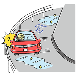The car slipped and hit a guardrail.